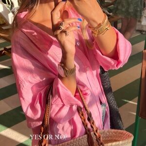 New Haris Cotton -  pink Women's Button-Up Top